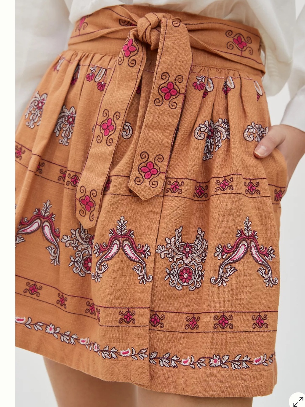 NWOT Anthropologie Meghan Embroidered Mini Skirt - Picture 2 of 11